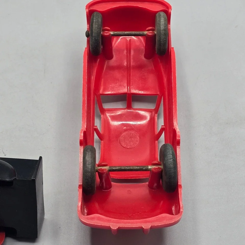 Vintage Irwin Hard Plastic Toy Cars Set Black Pickup Truck and Red Sedan
